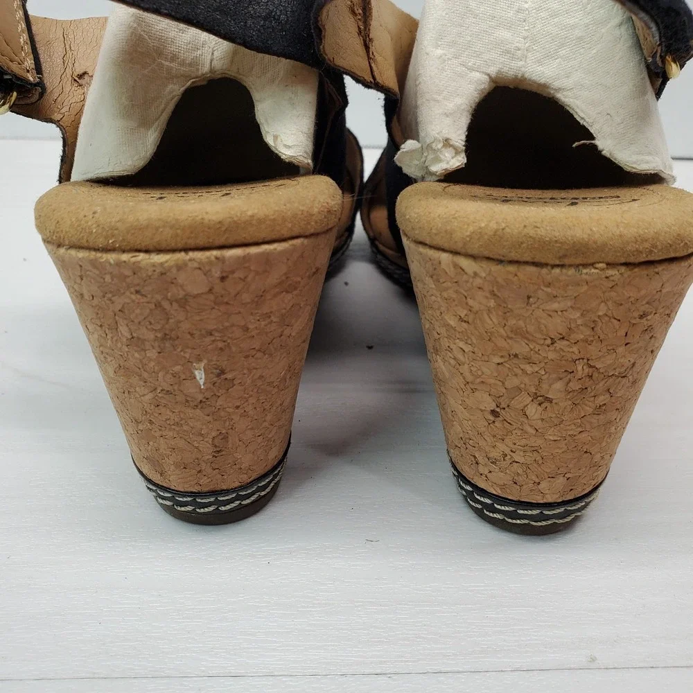 Collection By Clarks Cushion Soft Summer Sandals Size 9 Black Leather Fast Ship